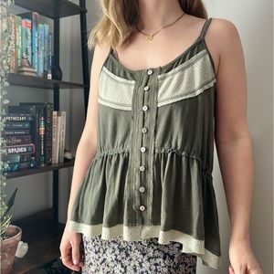 Olive green babydoll tank top